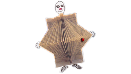 Muñeco compuesto por recortes de papel